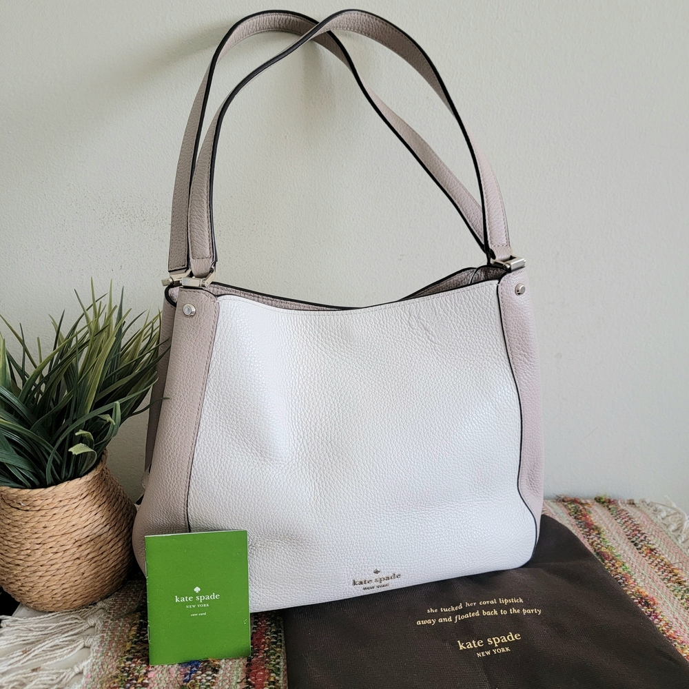 Kate Spade White and Pink Leather Shoulder Bag